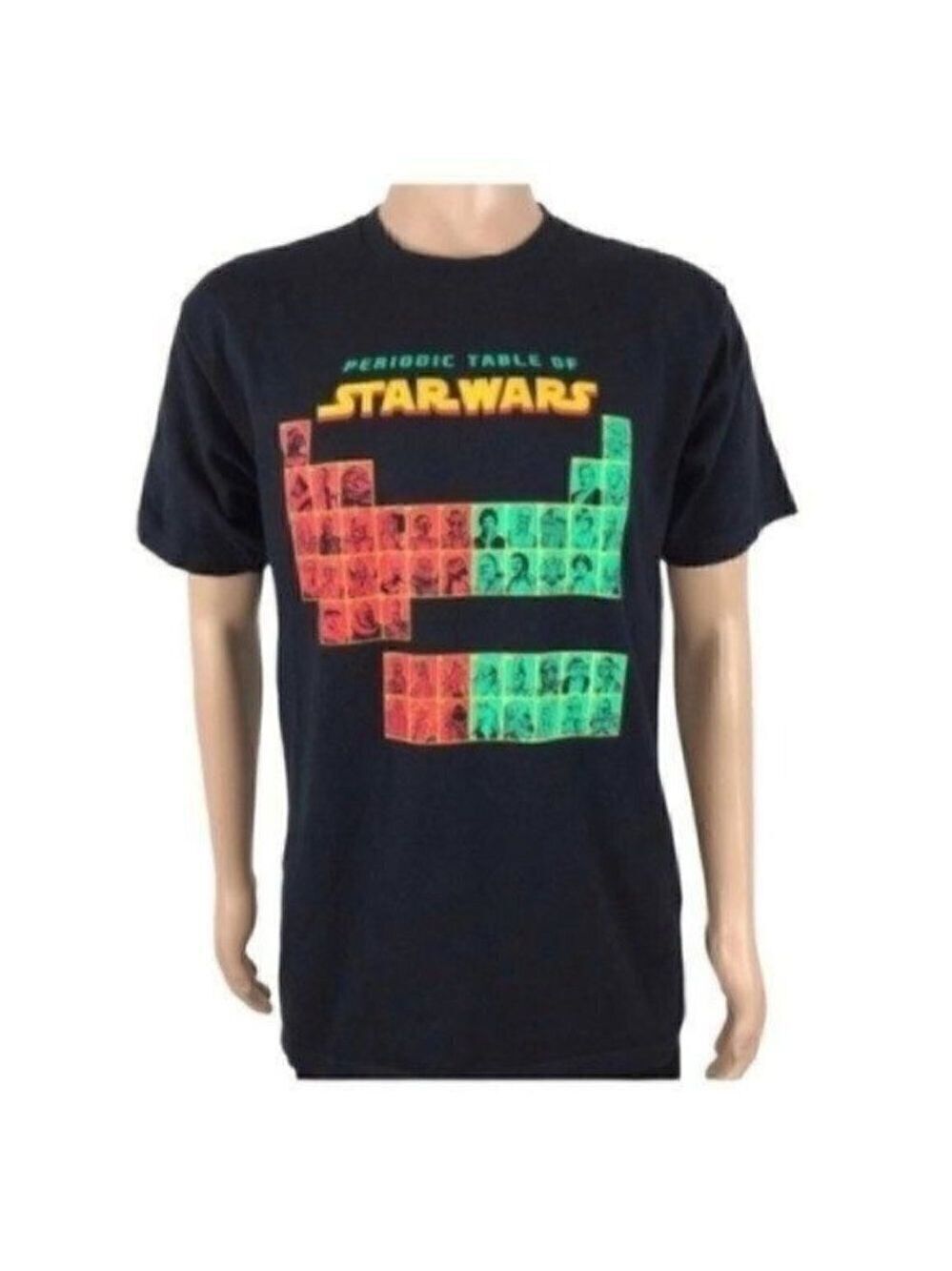PERIODIC Table Of Star Wars Black short sleeve T-shirt size large tee